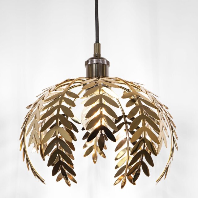 Traditional Fern Leaf Design Ceiling Pendant Light Shade in Shiny Finish