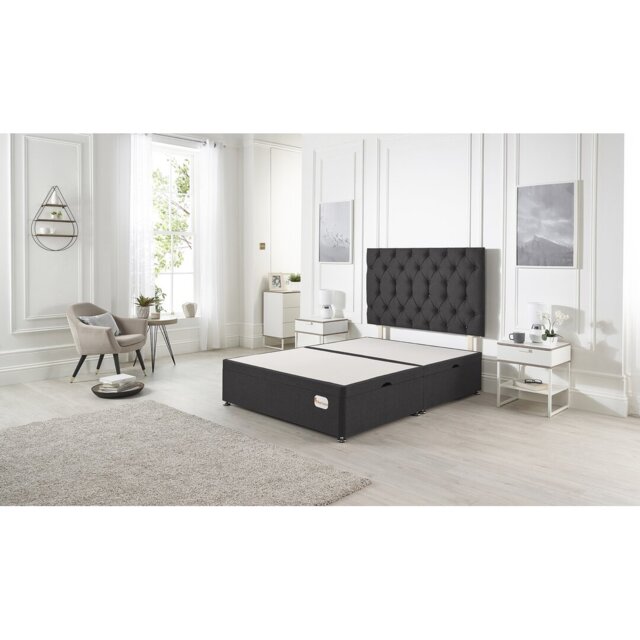 Orchid Side Lift Ottoman Divan Bed Base with Upholstered Headboard