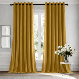 Heavy Crushed Ready Made Velvet Eyelet Curtains (Set Of 2)
