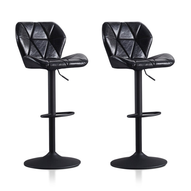Barhocker, Set Of 2 Faux Leather Bar Stools, Height-Adjustable Counter Stools,Grey