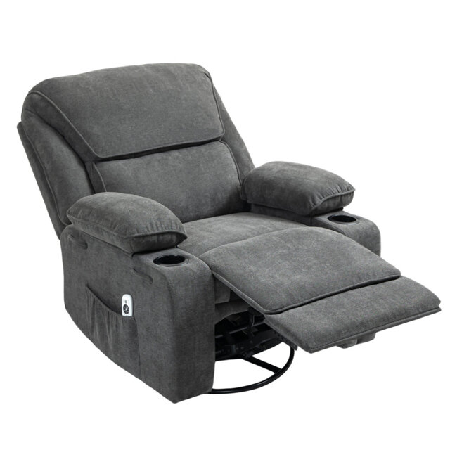 Modern Swivel and Rocking Recliner with Heating and Massage