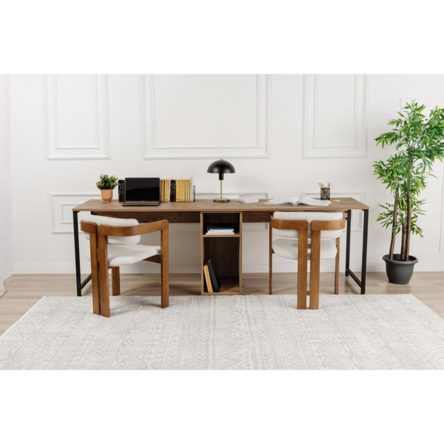 Modern Study Desk with Wall-Mount Option, 100% Melamine Coated Particle Board, Electrostatic Powder Coated Metal Legs