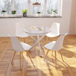 Amyr Round Glass Top Dining Table