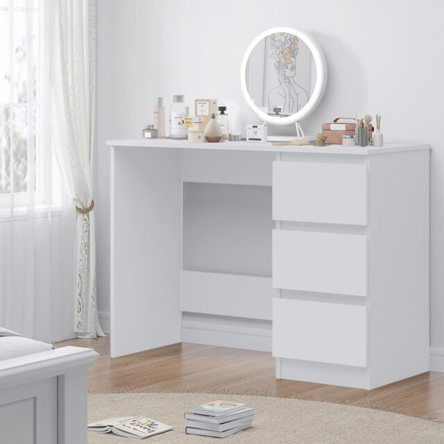 Oleary 3 Drawer Dressing Table Study Desk - Modern No-Handle Design