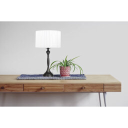 Akinyemi Black Candlestick Style Table Lamp Ivory White String Wrapped Shade