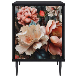 Bedside Cabinet Black Oak Engineered Wood Nightstand Bedroom Furniture