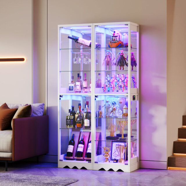 6-Tier Display Cabinet with Human Body Sensor RGB Lights