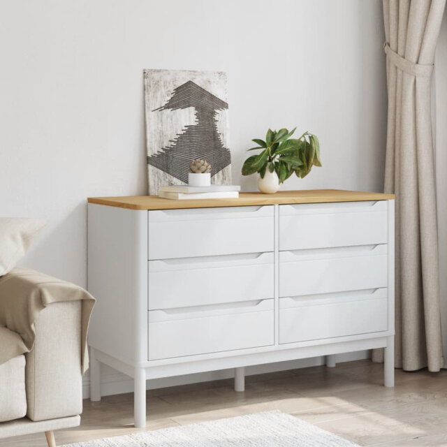 Latitude Run Chest Of Drawers FLORO White Solid Wood Pine
