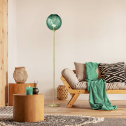 Alingtons Designer Chic Floor Lamp with Brushed Base and Glass Shade