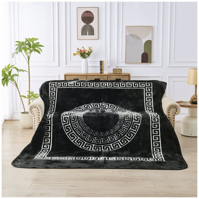 Greek Throw Blanket Warm Cosy Lightweight Decorative Premium Blanket for Sofa Couch Bed Living Room Bedroom Soft Plush All Season