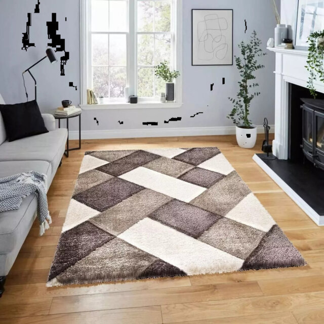 Modern 3D Shaggy Rugs Geometric Carved Design Large Area Rugs Soft Thick Fluffy Rug For Living Room Bedroom Small Floor Mats
