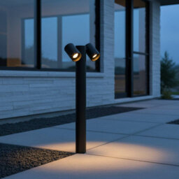 UltraBeam 12 Watt LED 600mm Tall Black Twin Adjustable Spotlight Bollard Light