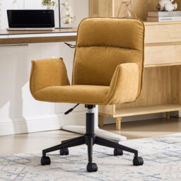 Height-Adjustable 360°Swivel Desk Chair Modern Elegant Office Chair with Silent Casters Ergonomic Thick-Padded Computer Chair