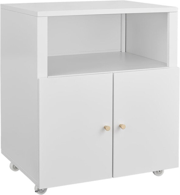 Metal Printer Stand with Storage Shelf, 3D Printer Cabinet on Wheels with Doors, Heavy Duty Under Desk File Cabinet for Home Office and Small Spaces