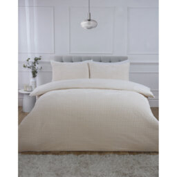 Luxury Waffle Teddy Fleece Polyester Solid Colour Duvet Cover Set with Pillowcases Included