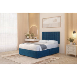 Alyssa Velvet Divan Bed Set Sprung Memory Foam Mattress & Headboard with Drawers