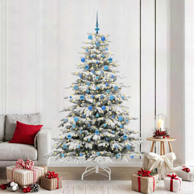 Artificial Hinged Christmas Tree White PE and PVC
