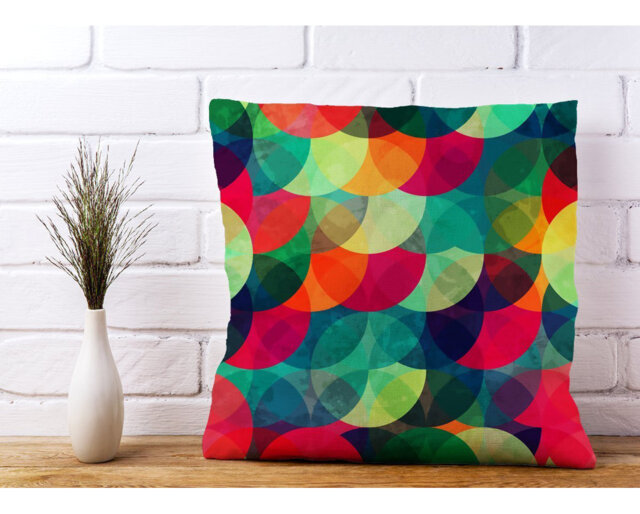 Flemington Colourful Grunge Circle Geometric Scatter Cushion with Filling