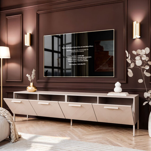 AURA 200 KASHMIR high-gloss TV cabinet on legs