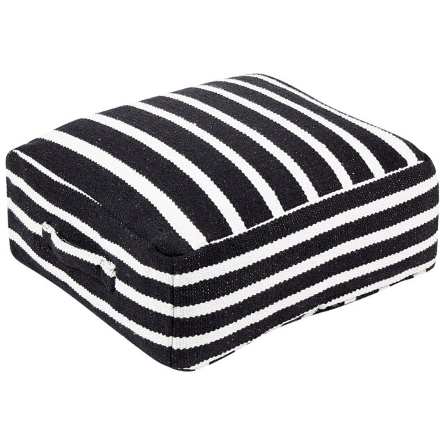 Johannes Striped Black/White Square Floor Cushion with Filling