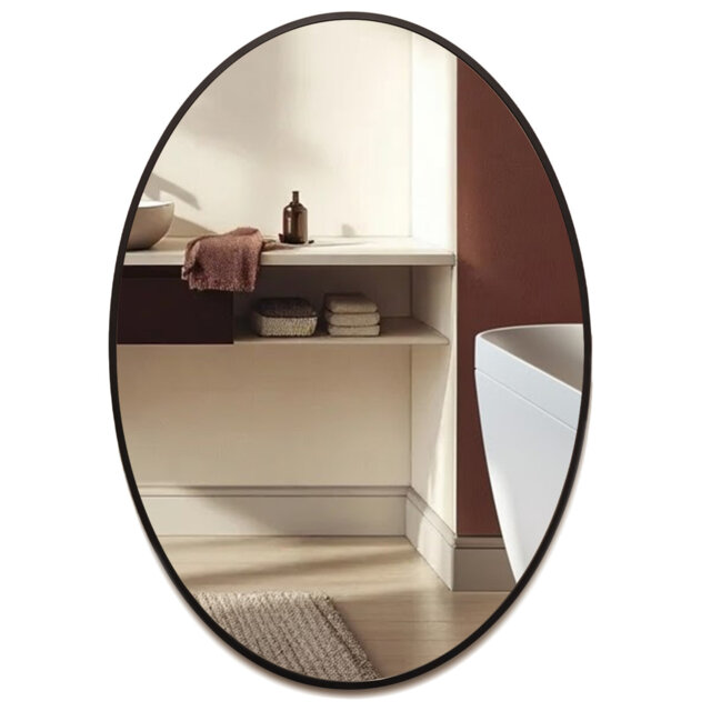 Mood Premium Oval Bathroom Mirror Framed Wall Mounted, Frame Modern & Stylish