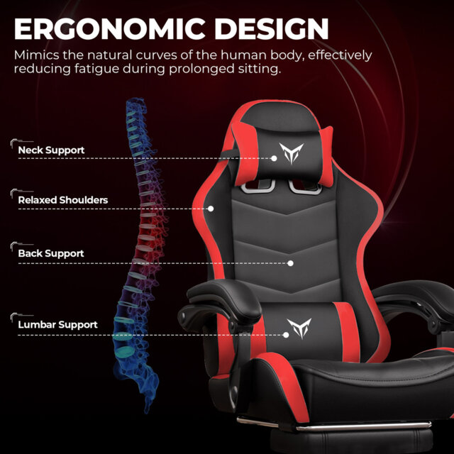 GTPLAYER Gaming Chair Heavy Duty Computer Chairs With Footrest Linkage Armrest And Lumbar Support, Ergonomic Height Adjustable PC Chair For Adults
