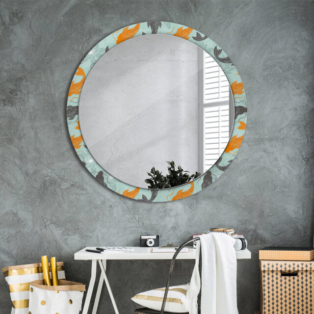 Huldar Round Glass Framed Wall Mounted Accent Mirror in Multicolour