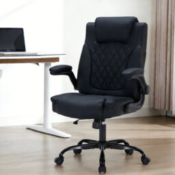 350 lbs Executive Tall Office Chair – PU Leather Desk Chair with Flip-Up Armrests, Ergonomic Tilt Lock, 360° Swivel, Ideal for Office