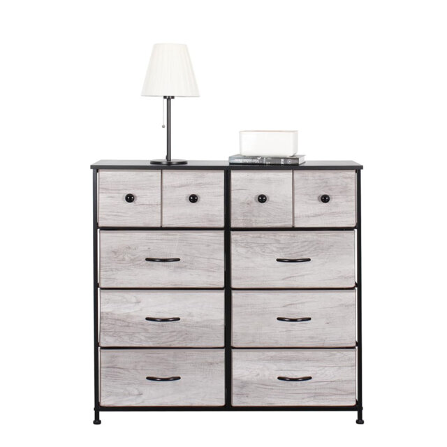 Chest Of Drawers, 10 Drawers With Wood Top And Large Storage Space, Easy To Install Room Organizer, For Bedroom, Living Room, Nursery Room, Hallway