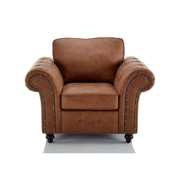 Oakland 118Cm Faux Leather Scroll Armchair