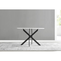 Tierra Modern Chrome Metal & Glass Round Dining Table Set with 6 Luxury Button Velvet Chairs