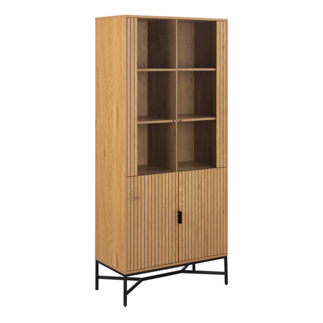 Borina Display Cabinet With 4 Doors And 6 Shelves In Wild Oak