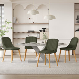 48.5cm H Upholstered Dining Chairs With Wooden Legs