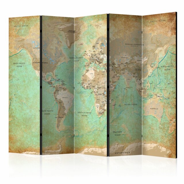 225cm W x 172cm H 5 - Panel Solid Wood Folding Room Divider