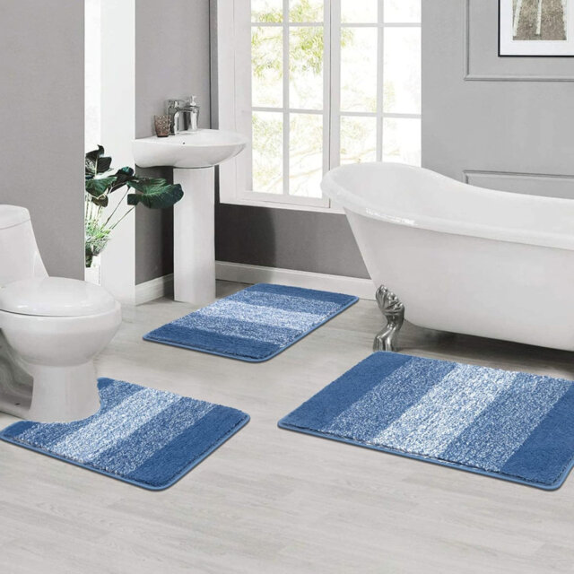 3 Piece Bath Mat Sets ,Non Slip Bath Rugs and Pedestal Mats