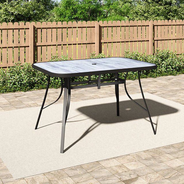 Cassady Outdoor Garden Tempered Glass White Wood Grain Coffee Table