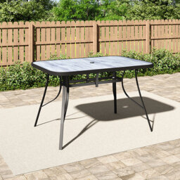 Cassady Outdoor Garden Tempered Glass White Wood Grain Coffee Table