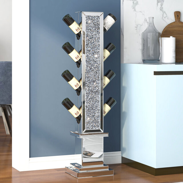 Amla 8 Bottle Floor Wine Bottle Rack in Silver