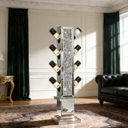 Amla  8 Bottle Wine Bottle Rack Mirrored Decor Floor-Standing Wine Rack