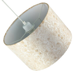 Chic Textured Jacquard Drum Shade With Gold Foil Decor Print By Happy Homewares