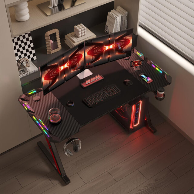 Labarbera Adjustable Metal Base Computer Desk with Power Outlet