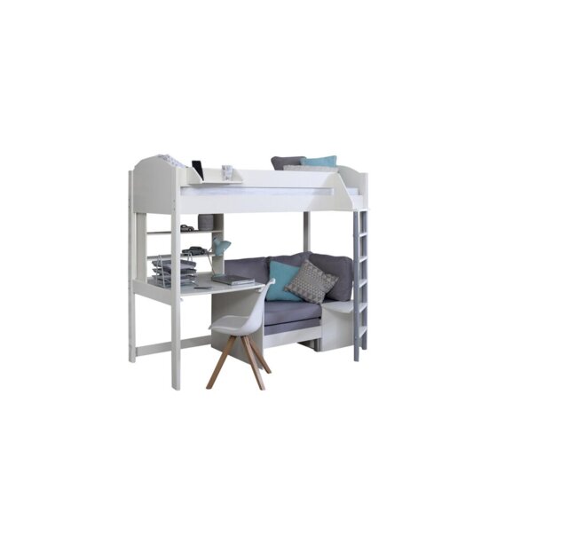 Melodie European Single (90 x 200cm) High Sleeper Loft Bed Bed with Bookcase