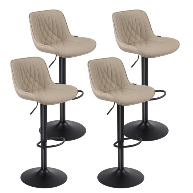 Swivel Bar Stools Modern Leather Upholstered Counter Stools for Kitchen Island, Adjustable Height Stools with Footrest for Home Bar