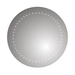 iBathUK Luna Wall Mounted Round LED Illuminated Bathroom Mirror, Modern Battery Powered Mirror with White Light, 500 x 500mm