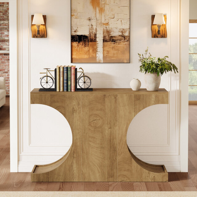 Farmhouse Console Table, 41.3-inch Rustic Sofa Table With C-shaped Legs, Industrial Narrow Wooden Entryway Table For Hallway, Living Room, Brown