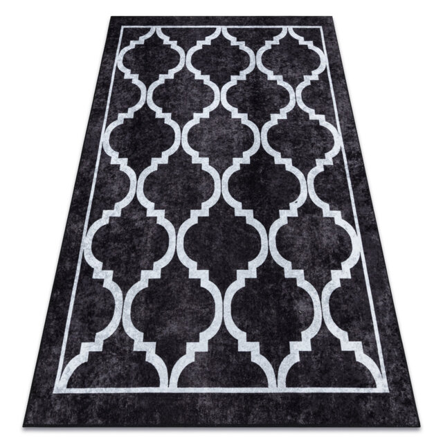 Roelof Trellis Lattice Anti -Slip Wash Rug - Black