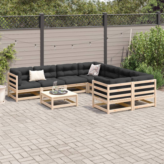 Brayden Studio 9 Piece Garden Sofa Set Solid Wood Pine