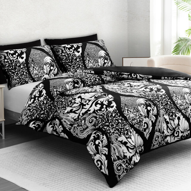 Premium Reversible Duvet Cover Set with Zipper Closure and Corner Ties