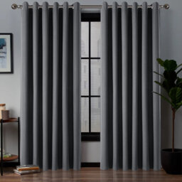 Linen Blackout Eyelet Curtains - Thermal Insulated Room Darkening Window Panels