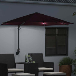 Garden Parasol with LED Strip Lights Manual Polyester and Steel Solar